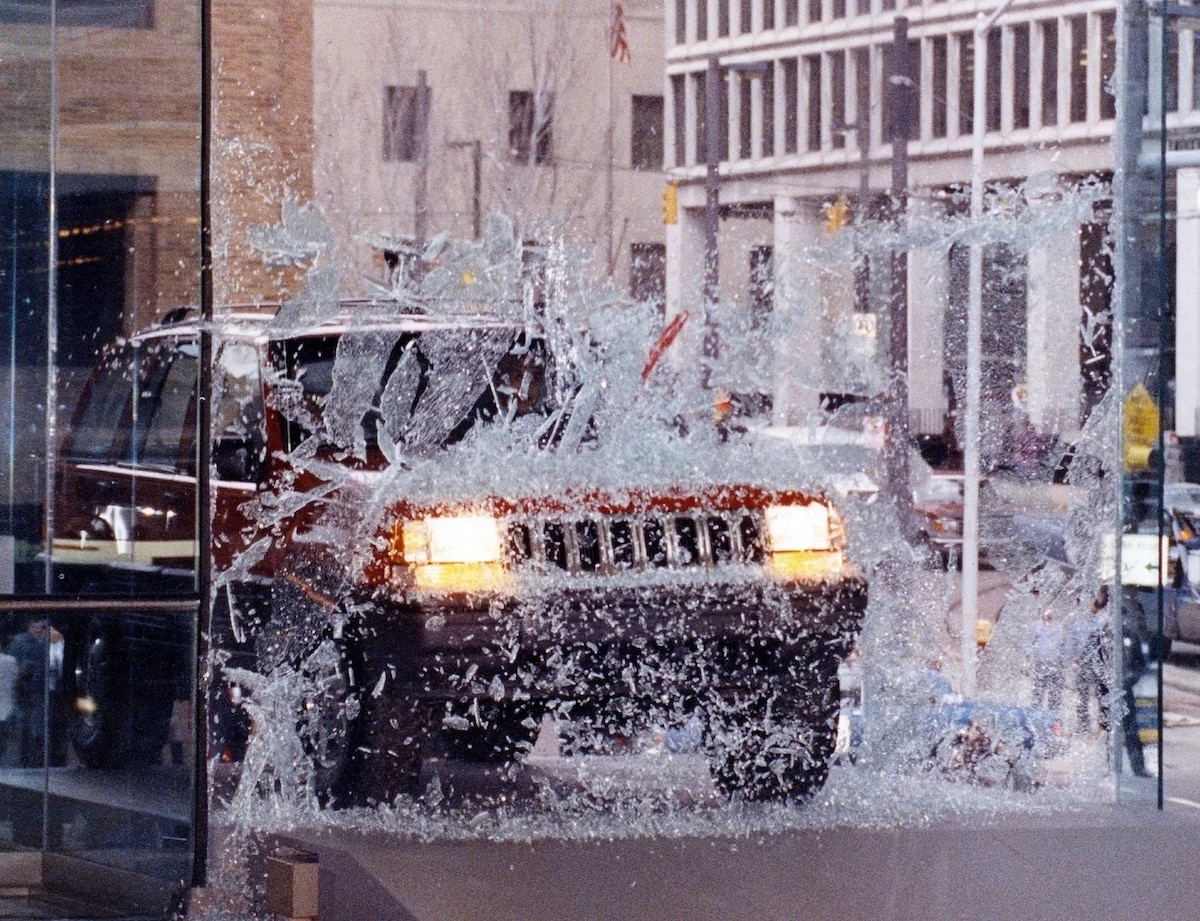 The now-legendary Jeep Grand Cherookee debut at the 1993 Detroit Auto Show.