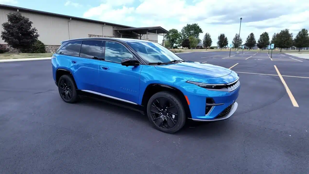 Blue 2025 Jeep Wagoneer S Launch Edition in a parking lot