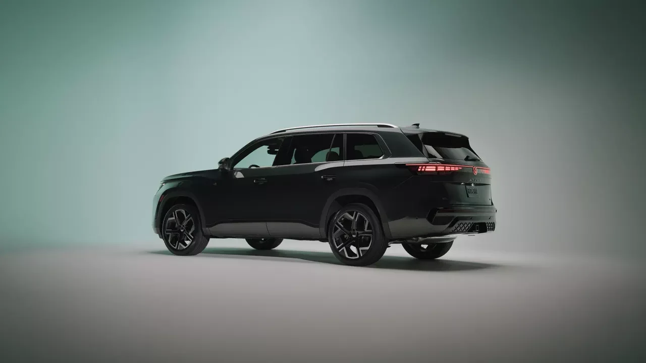 Rear three-quarter view of the 2027 Volkswagen Atlas