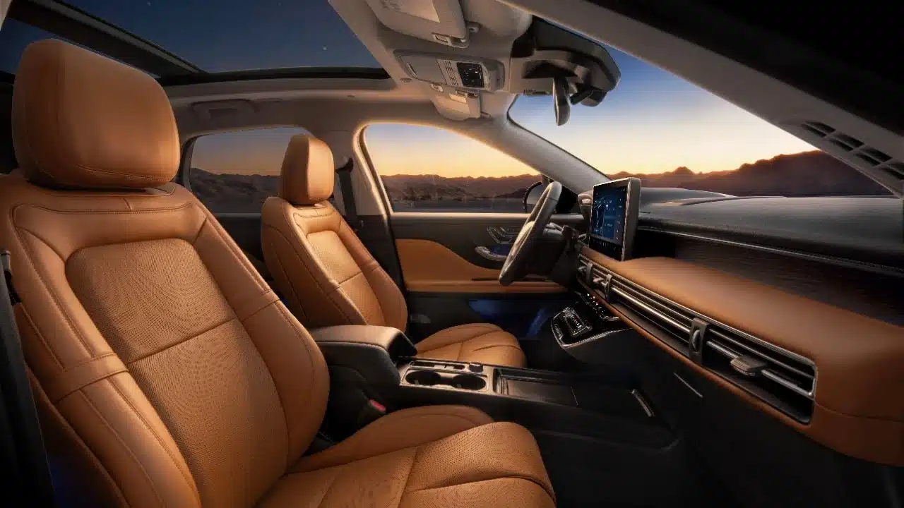 2027 Lincoln Corsair Hybrid front seats in Stellar Sun interior