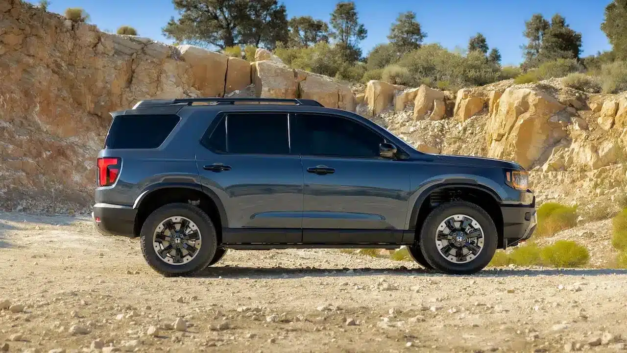Side profile of the lifted 2027 Honda Passport TrailSport