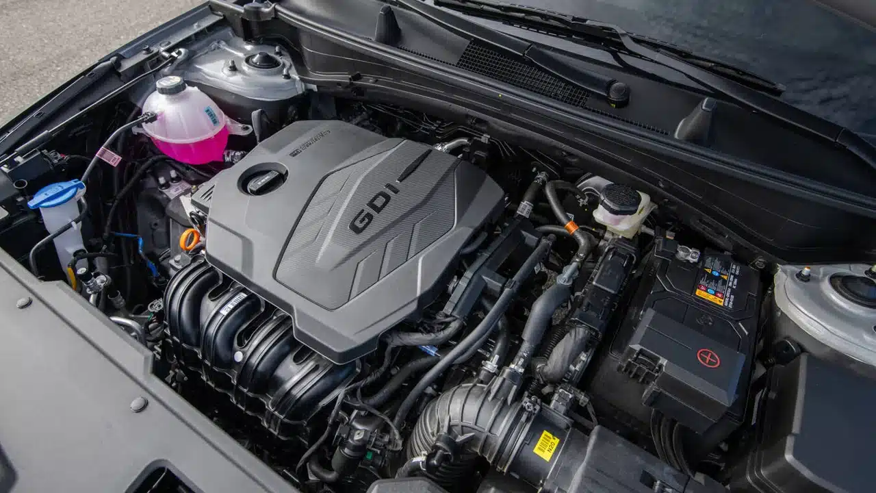 Gasoline engine under the hood of a 2027 Kia Sportage
