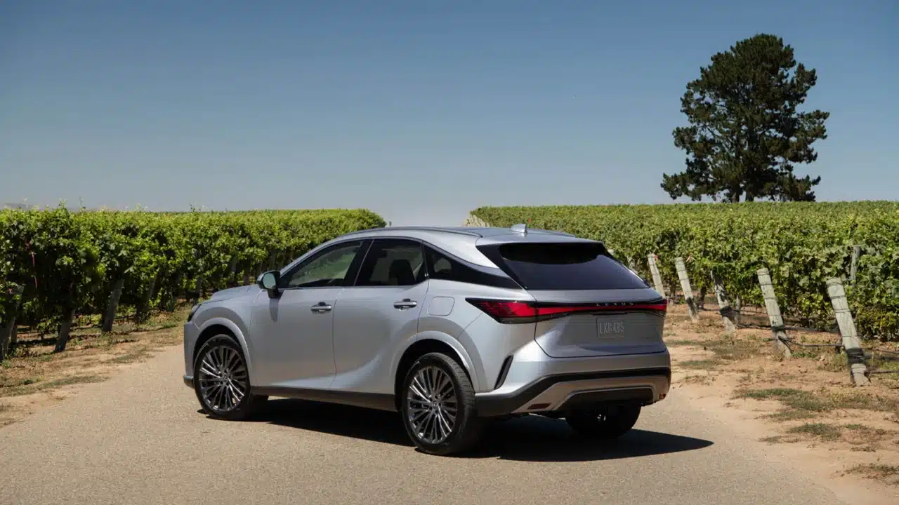 2027 Lexus RX 350h Luxury rear three-quarter view