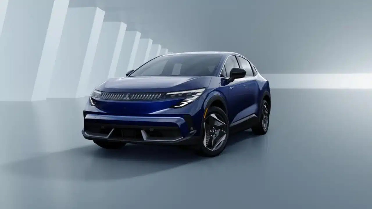 Blue 2027 Mitsubishi Eclipse Sportback EV viewed from the front