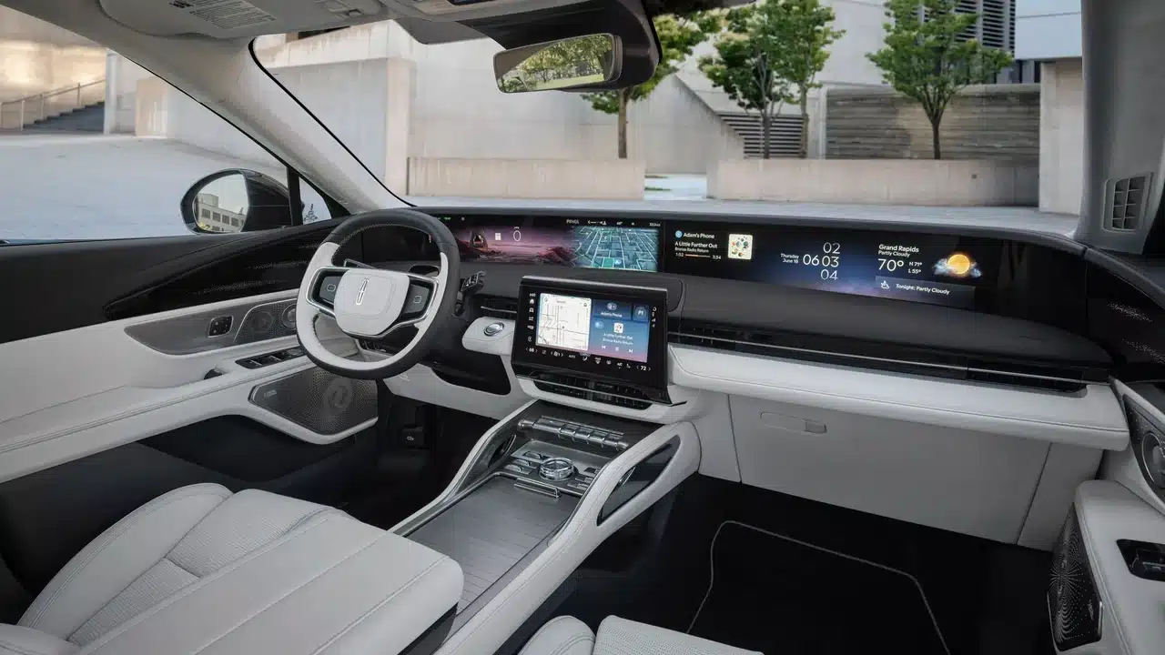 2027 Lincoln Nautilus Elysian Light cabin and panoramic display