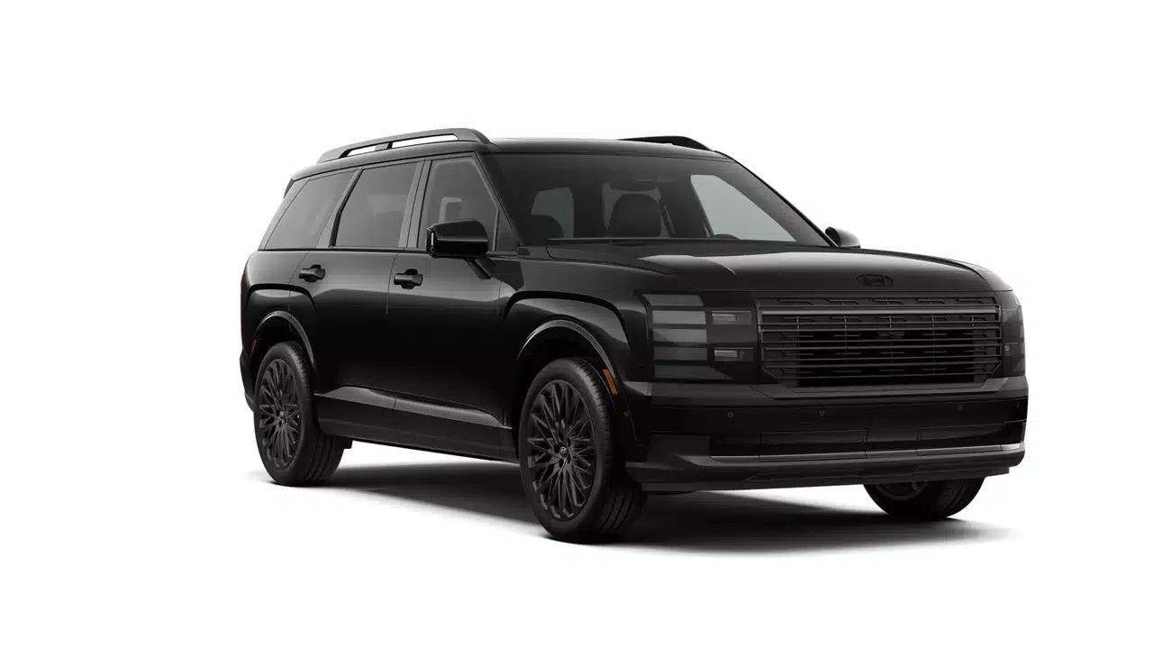 2027 Hyundai Palisade Hybrid Calligraphy Black Ink with dark grille, wheels and exterior trim
