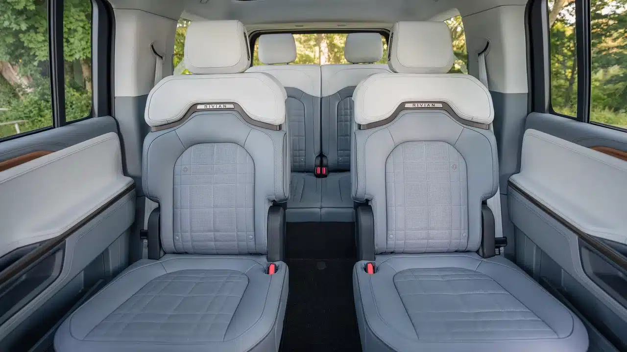 2027 Rivian R1S second-row captain’s chairs and center aisle