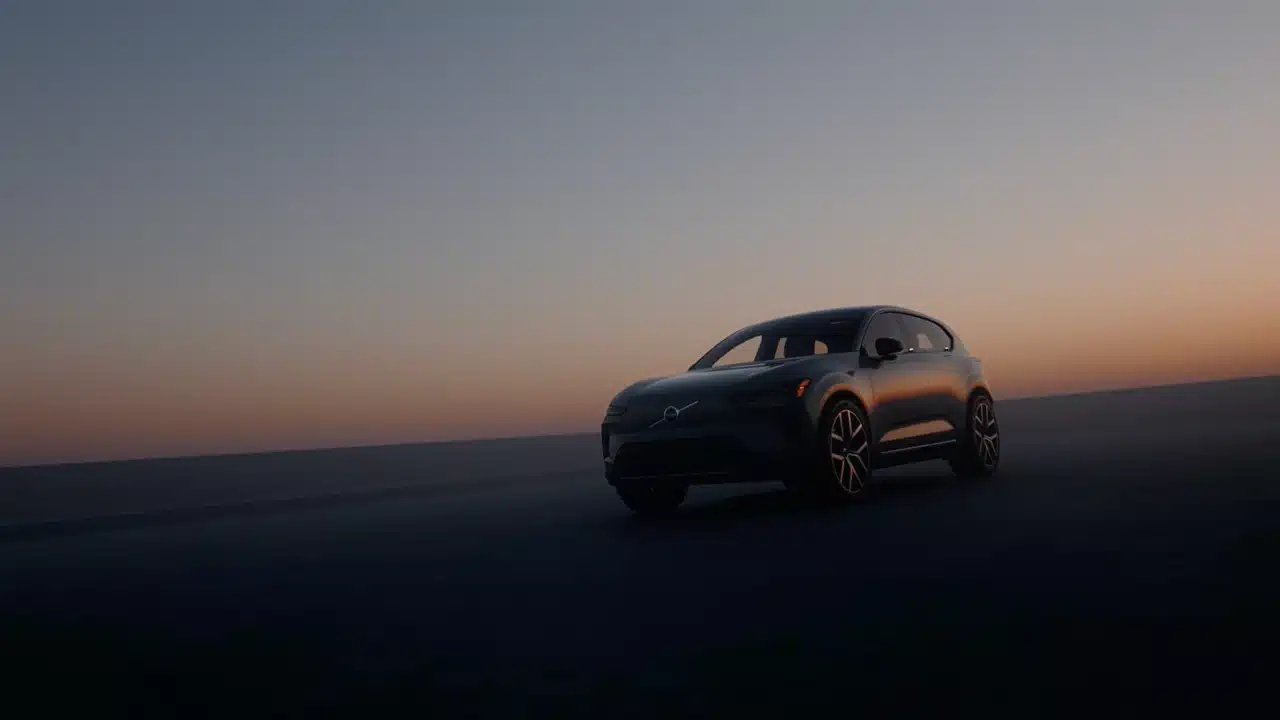 2027 Volvo EX60 exterior at dusk