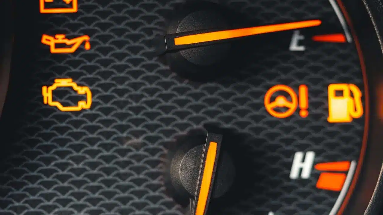 Illuminated warning symbols on an instrument cluster