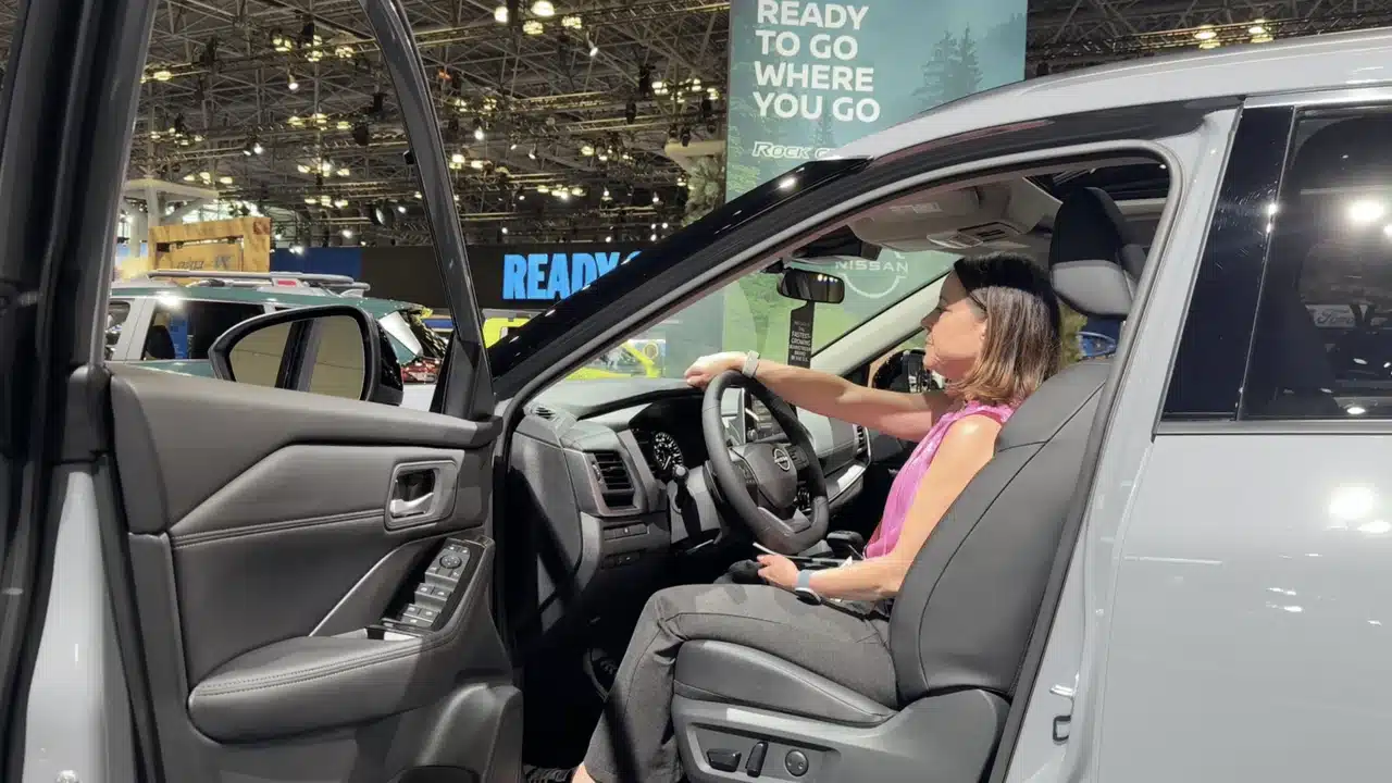 Jill Ciminillo checks the Nissan Rogue driving position