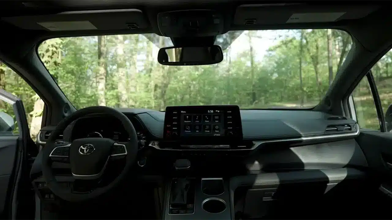 Toyota Sienna dashboard and front cabin shown in manufacturer photography