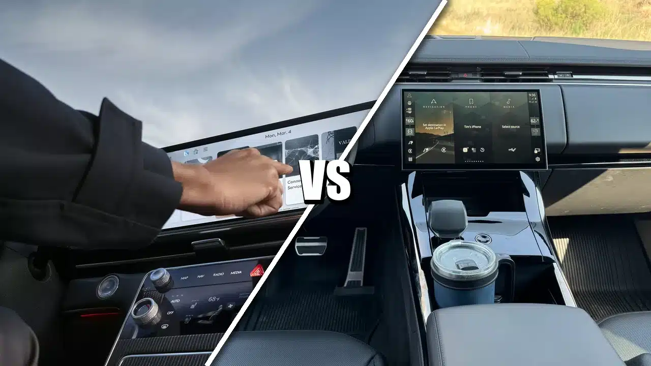 Genesis GV80 Coupe touchscreen and Range Rover Sport dashboard