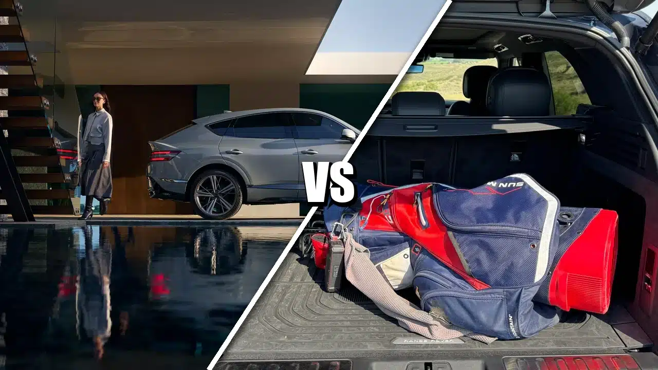 Genesis GV80 Coupe roofline and Range Rover Sport cargo area