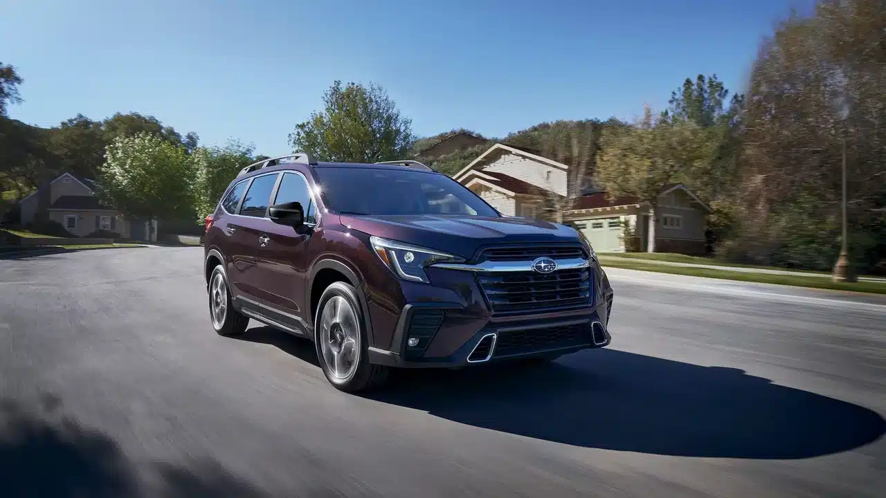 Subaru Ascent driving on a suburban street