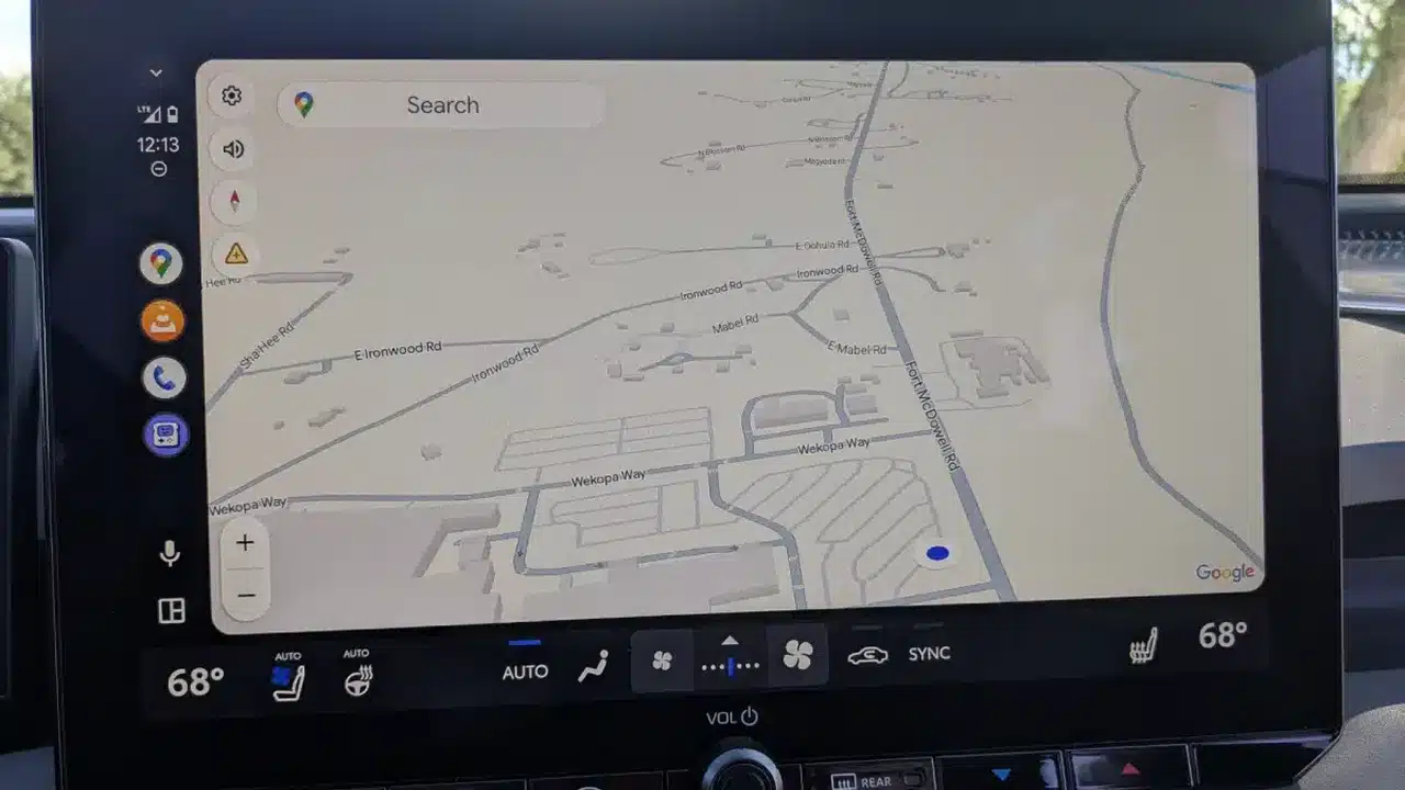 Google Maps through Android Auto on the Toyota RAV4 touchscreen