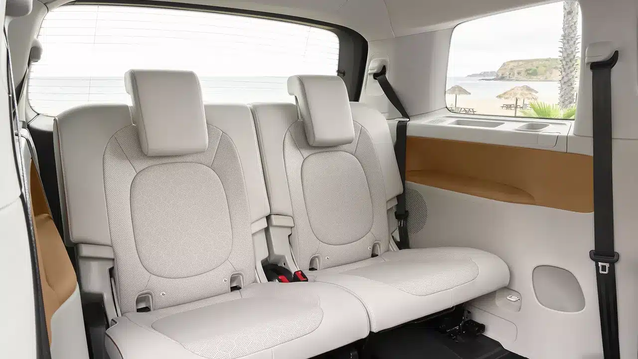 Third-row seats in a 2025 Volkswagen ID. Buzz