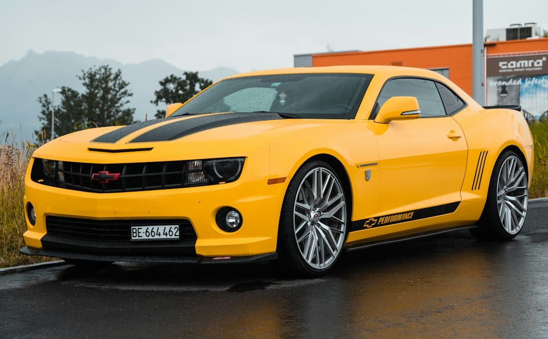 Yellow fifth-generation Chevrolet Camaro with black stripes