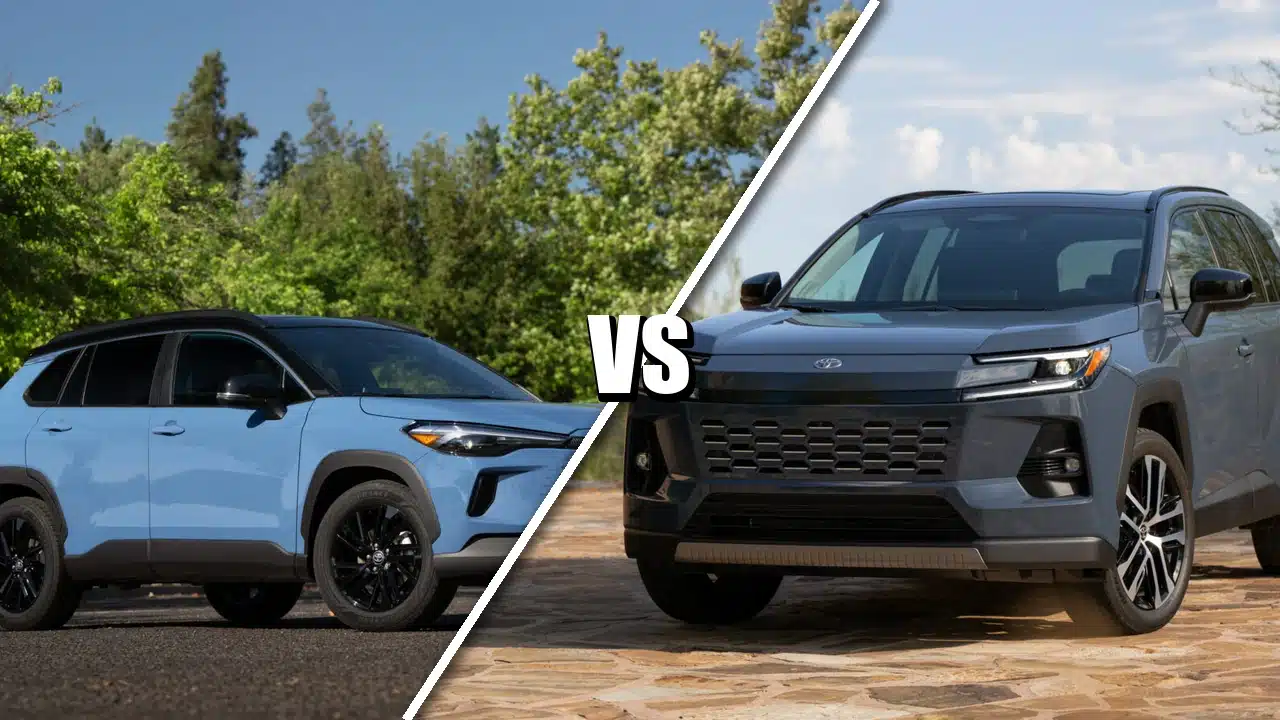 Toyota Corolla Cross Hybrid at left and Toyota RAV4 Limited at right: exterior comparison