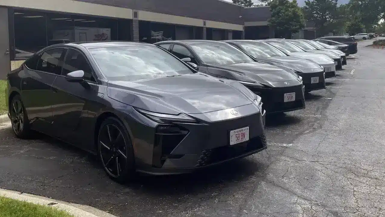 2026 Lexus ES test cars lined up outside the Lexus office